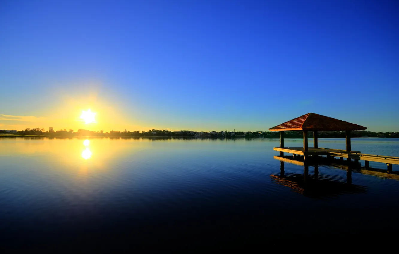 Фото обои озеро, восход, утро, Австралия, Australia, Gold Coast
