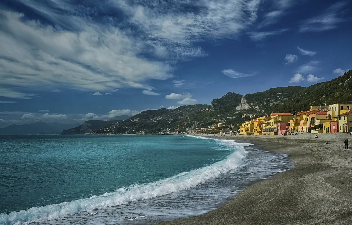 Фото обои горы, побережье, Италия, Italy, Лигурийское море, Лигурия, Liguria, Varigotti