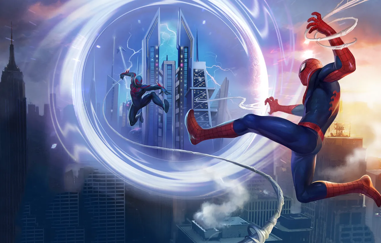 Фото обои portal, game, android, Marvel, IOS, spider-man unlimited, spider-verse, Gameloft