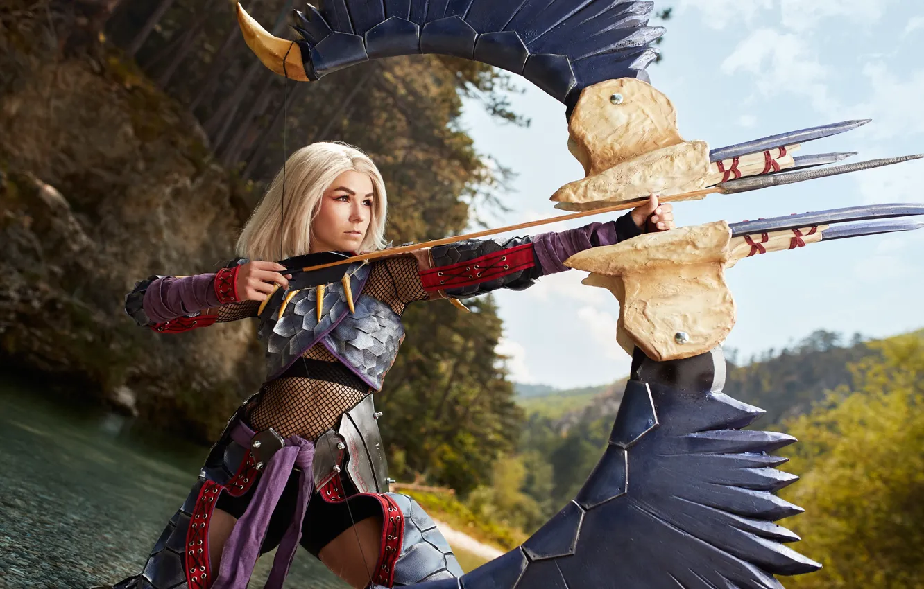 Фото обои Monster Hunter, Cosplay, Nargacuga Armor and Bow
