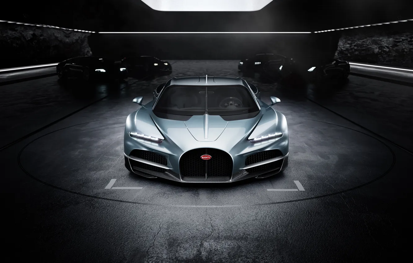 Фото обои Bugatti, supercar, garage, Bugatti Tourbillon