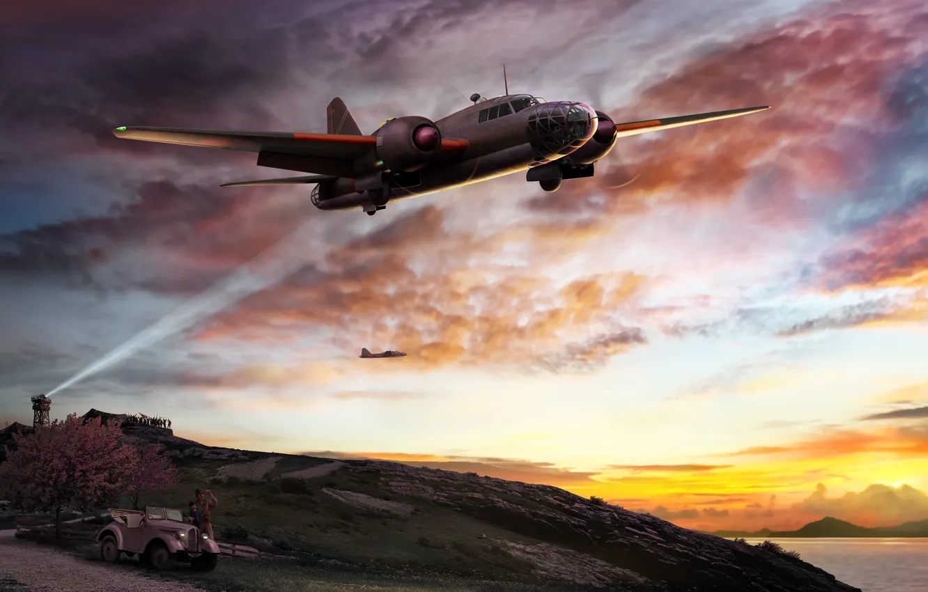 Фото обои Бомбардировщик, Императорская армия Японии, Боевой самолёт, Ki-67
