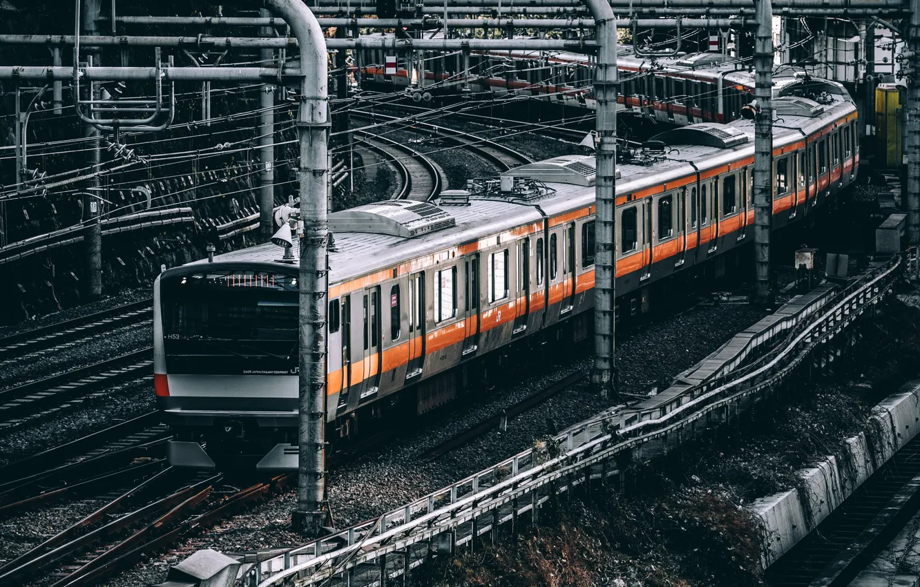 Фото обои поезд, станция, железная дорога, Tokyo, japan