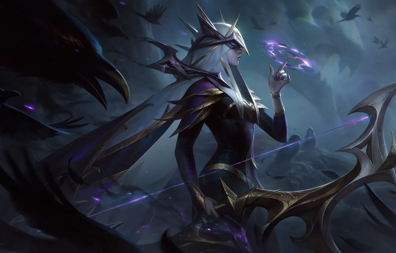 Фото обои Art, Game, League of Legends, Ashe, Skin, LoL, Coven