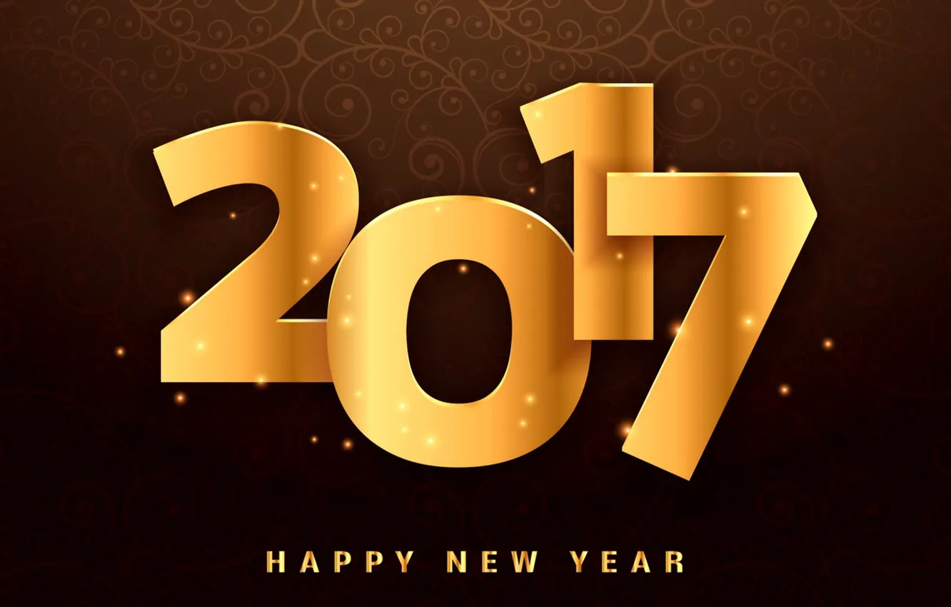 Фото обои Новый Год, golden, new year, happy, decoration, 2017, holiday celebration