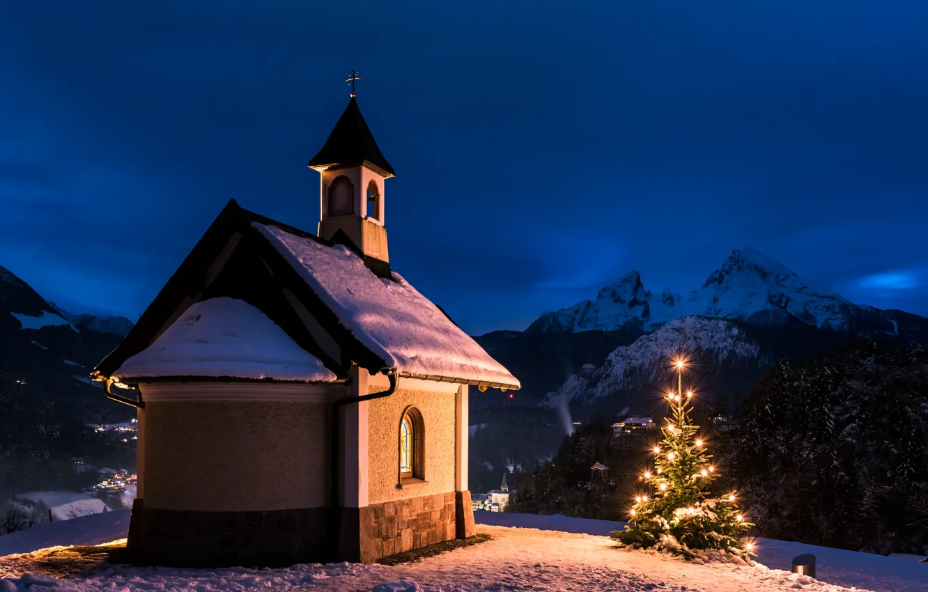 Фото обои зима, снег, пейзаж, горы, природа, новый год, рождество, Бавария