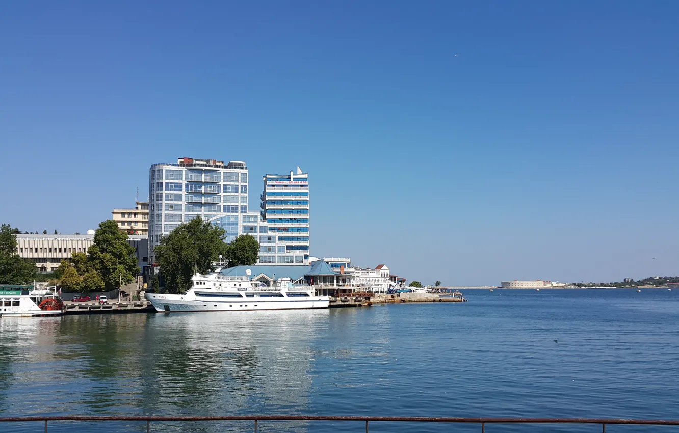 Фото обои море, лето, Крым, Севастополь, площадь Нахимова