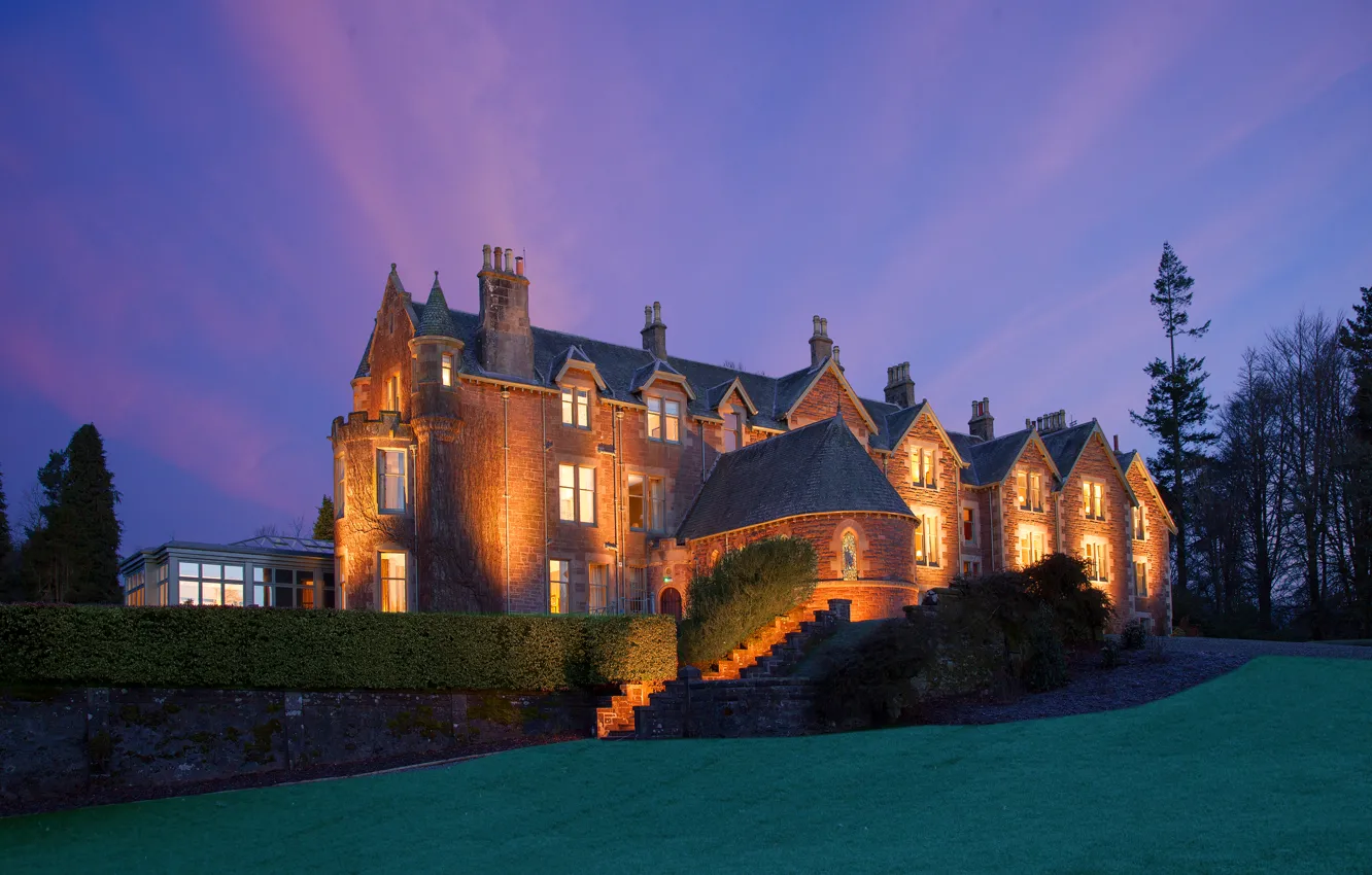 Фото обои замок, вечер, Шотландия, Scotland, England, Dunblane