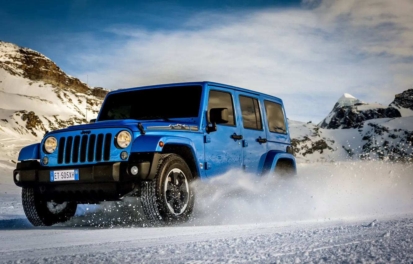 Фото обои машина, авто, снег, горы, автомобиль, Jeep Wrangler Polar