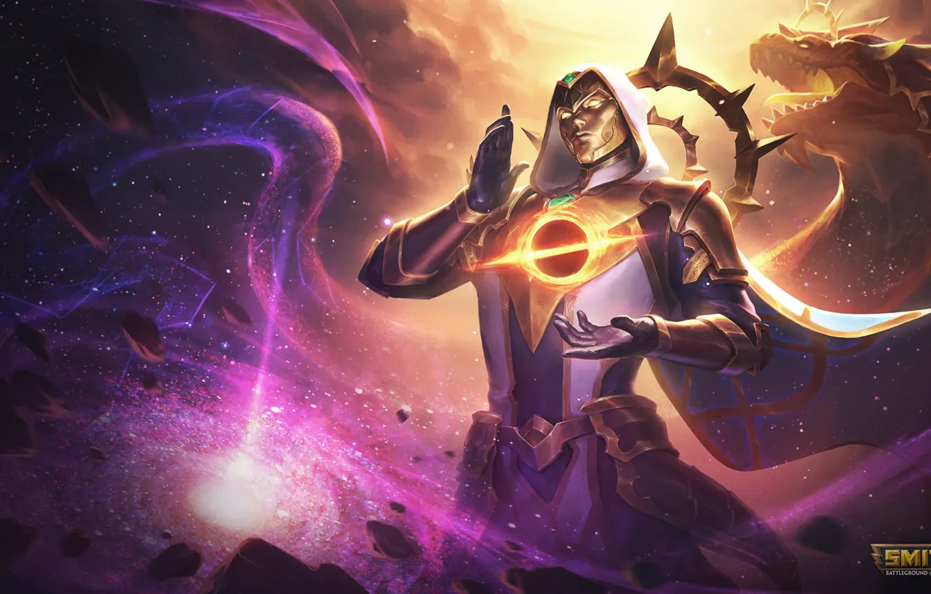 Фото обои Dragon, Magic, Merlin, Smite, Blackhole