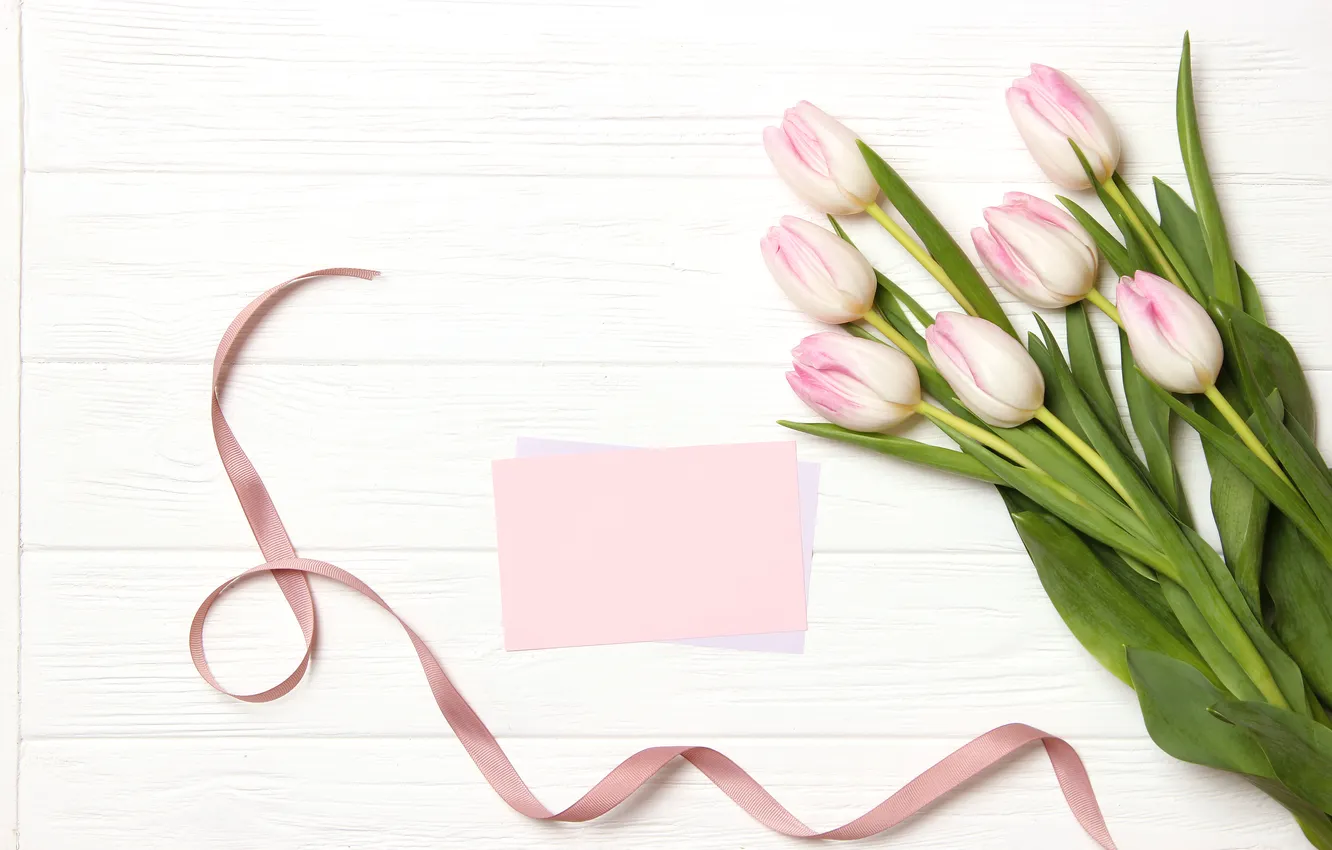 Фото обои цветы, букет, тюльпаны, розовые, wood, pink, flowers, beautiful