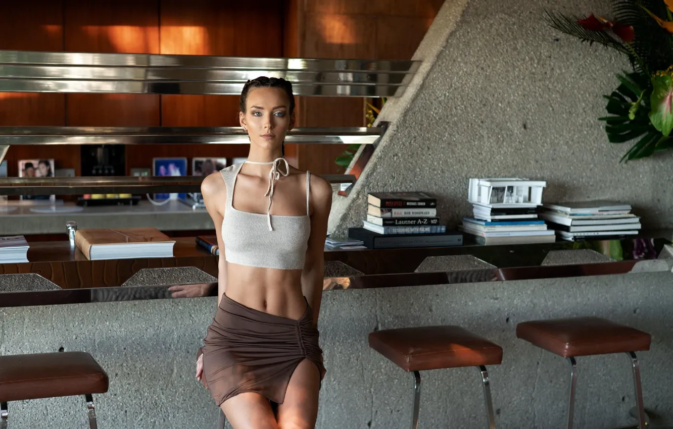 Фото обои взгляд, девушка, модель, книги, фотографии, шатенка, красивая, Rachel Cook
