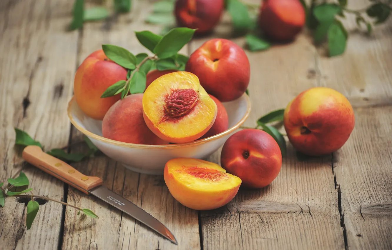Фото обои фрукты, персики, wood
