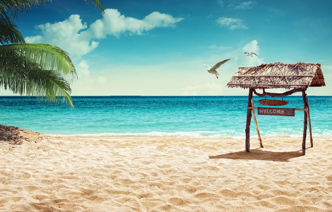 Фото обои песок, море, пляж, природа, океан, summer, beach, sea