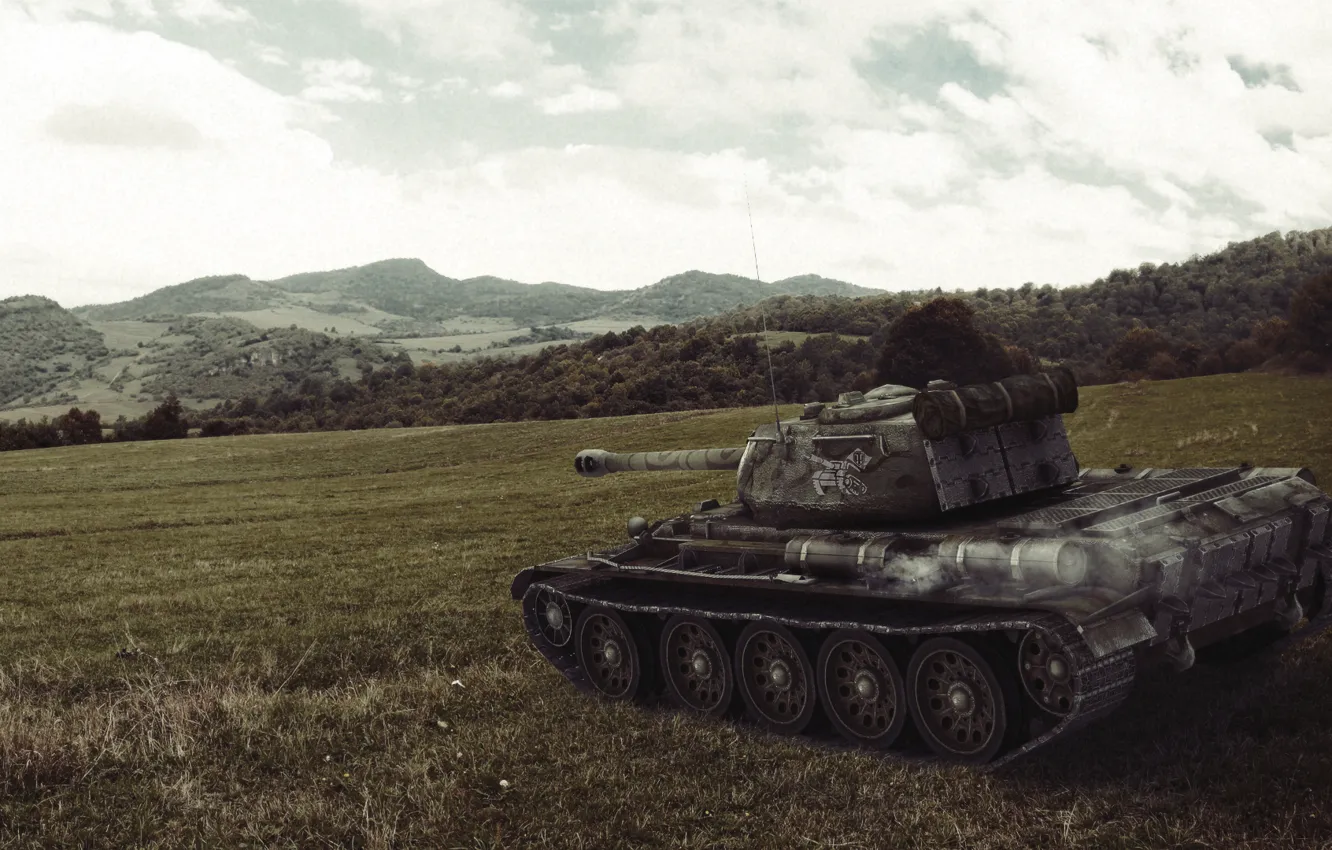 Фото обои поле, холмы, танк, СССР, танки, WoT, World of Tanks, С.Т.В.О.Л.