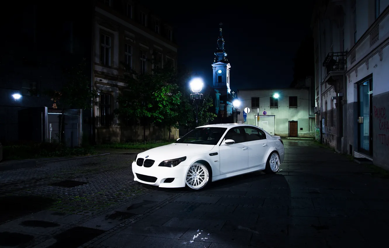 Фото обои BMW, White, E60, Atmo