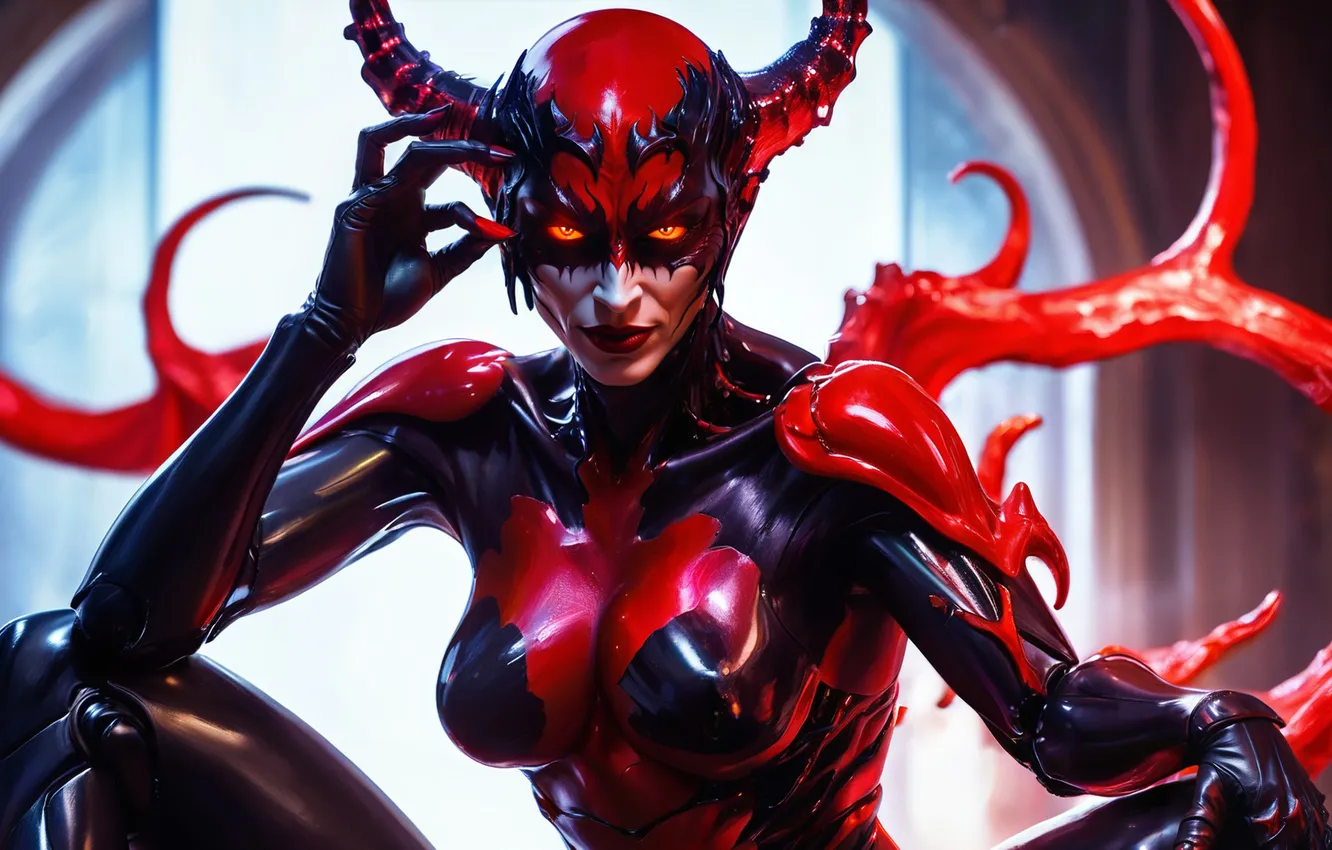 Фото обои взгляд, демон, рога