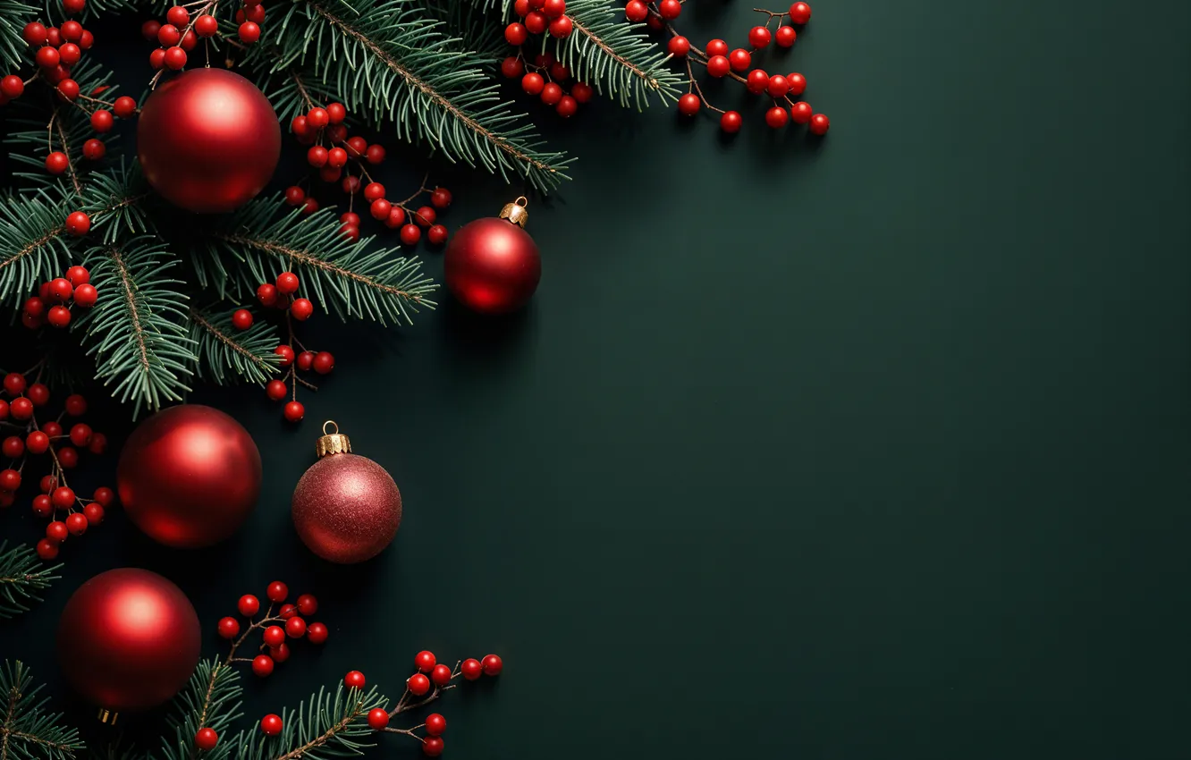 Фото обои украшения, фон, шары, Рождество, Новый год, red, new year, Christmas