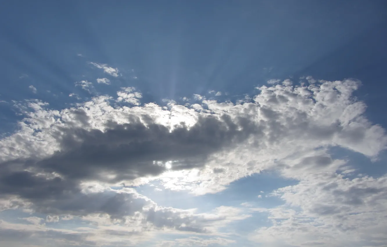 Фото обои Sky, clouds, sun rays