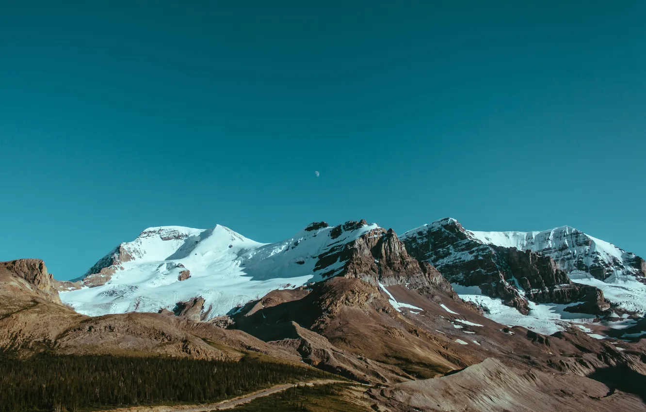 Фото обои небо, снег, горы, скалы, вершины, mountains