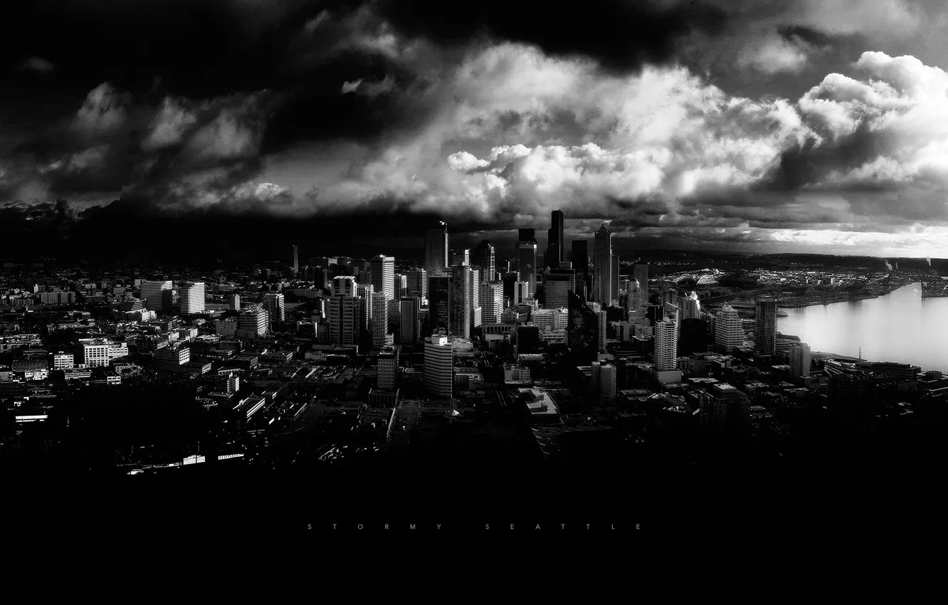 Фото обои шторм, город, тьма