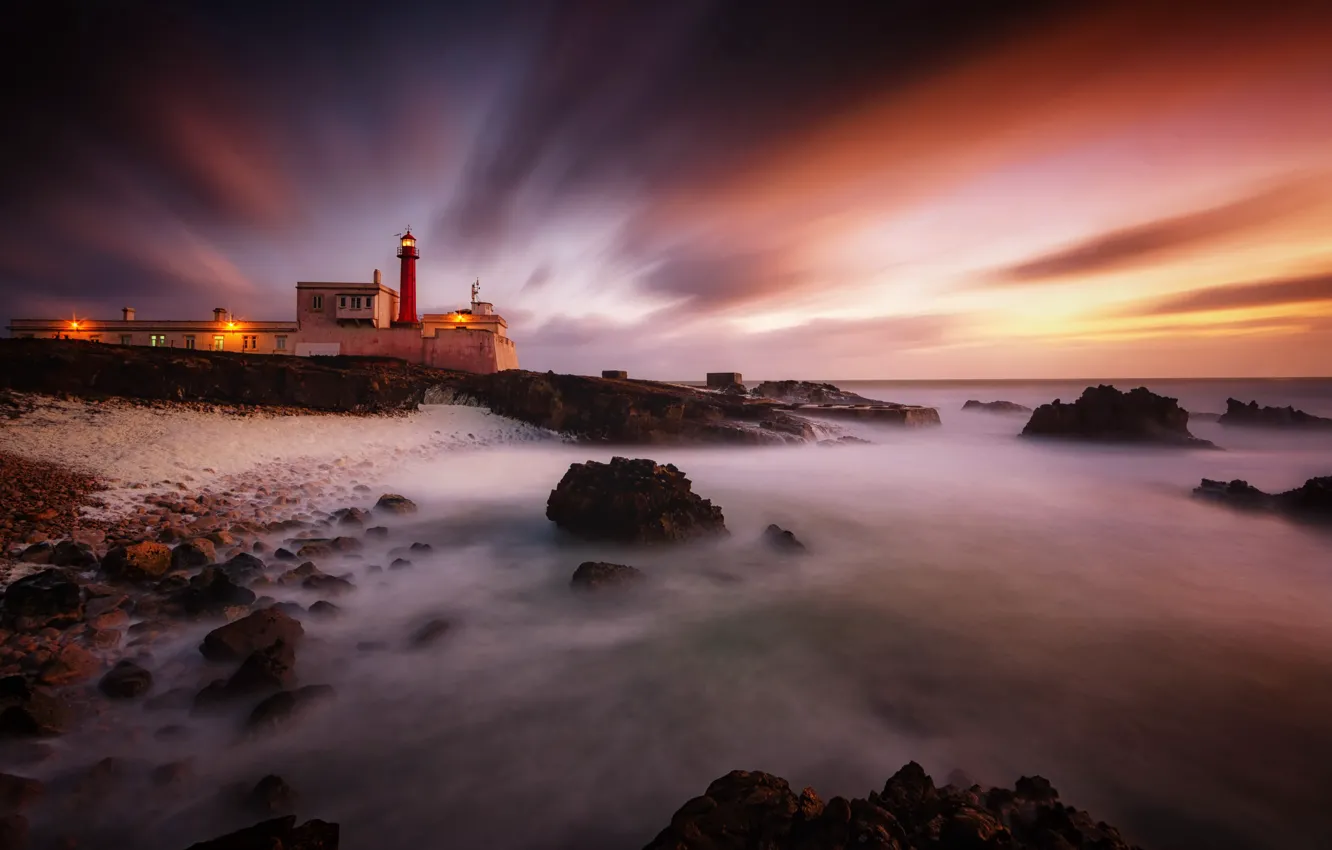Фото обои sunset, Portugal, Cascais, Cabo Raso lighthouse