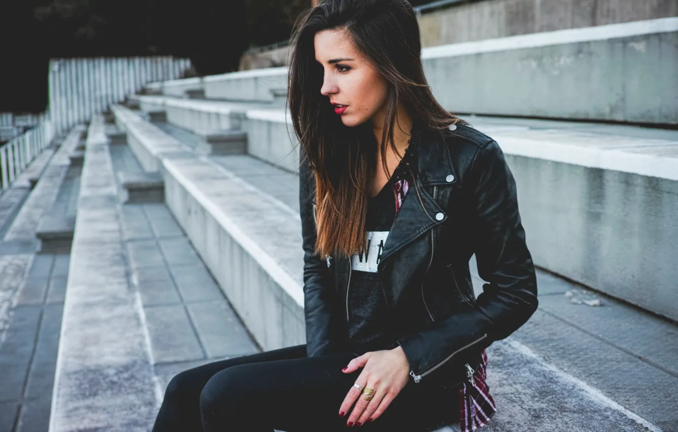 Фото обои Model, Jacket, Leather, Marseille, Margot
