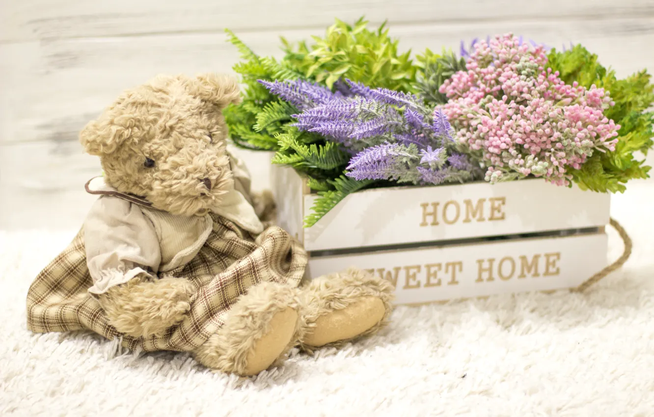 Фото обои любовь, цветы, игрушка, букет, мишка, love, bear, wood