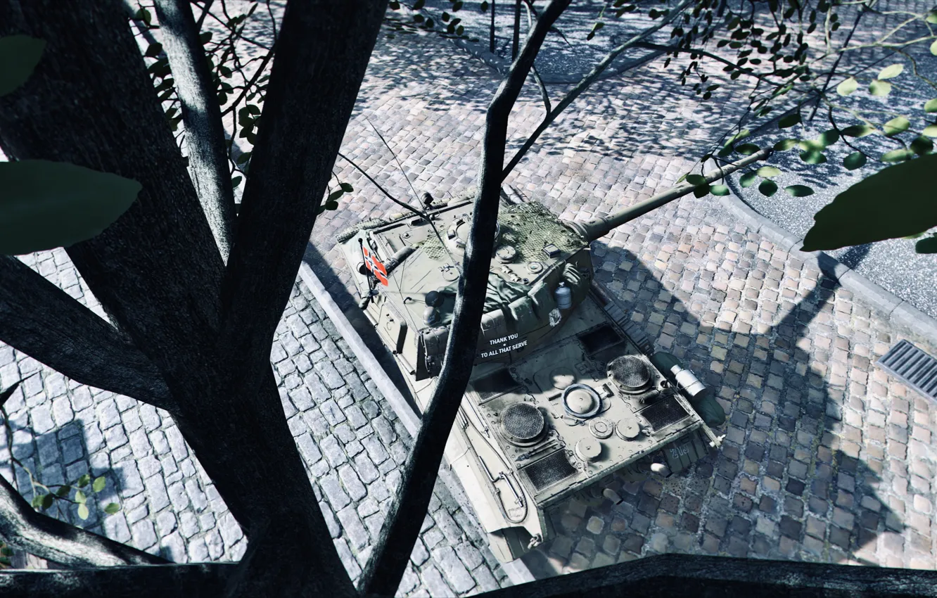 Фото обои HDR, Tiger, Tree, Tank, World of Tanks, Tiger 2, WOT, UHD