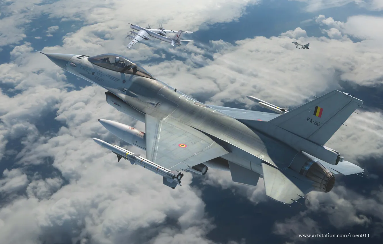 Фото обои General Dynamics F-16 Fighting Falcon, истребитель четвёртого поколения, американский многофункциональный лёгкий, Antonis (rOEN911) Karidis
