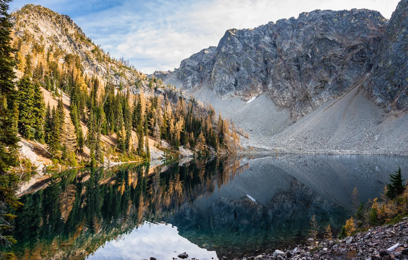 Фото обои горы, озеро, отражение, Голубое озеро, Вашингтон, Washington, Каскадные горы, North Cascades National Park