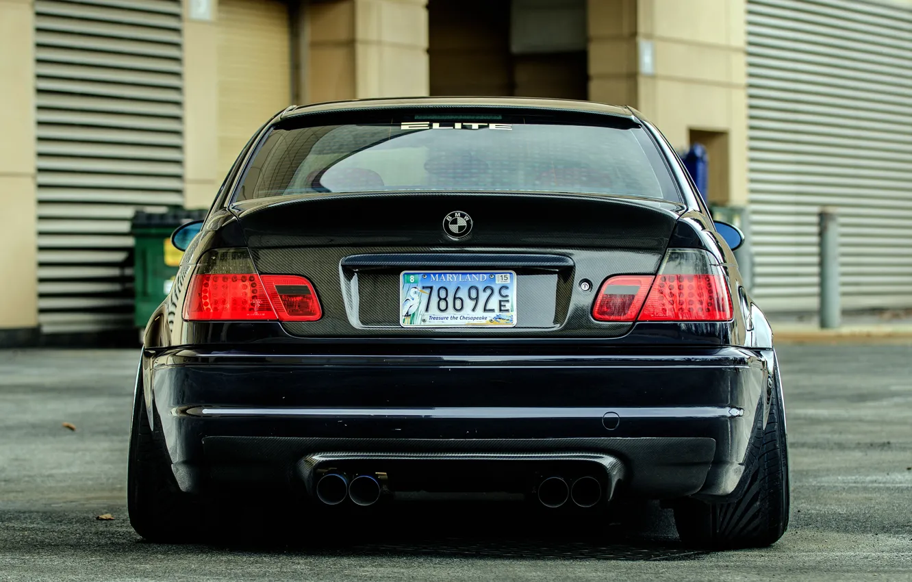 Фото обои BMW, black, rear, E46