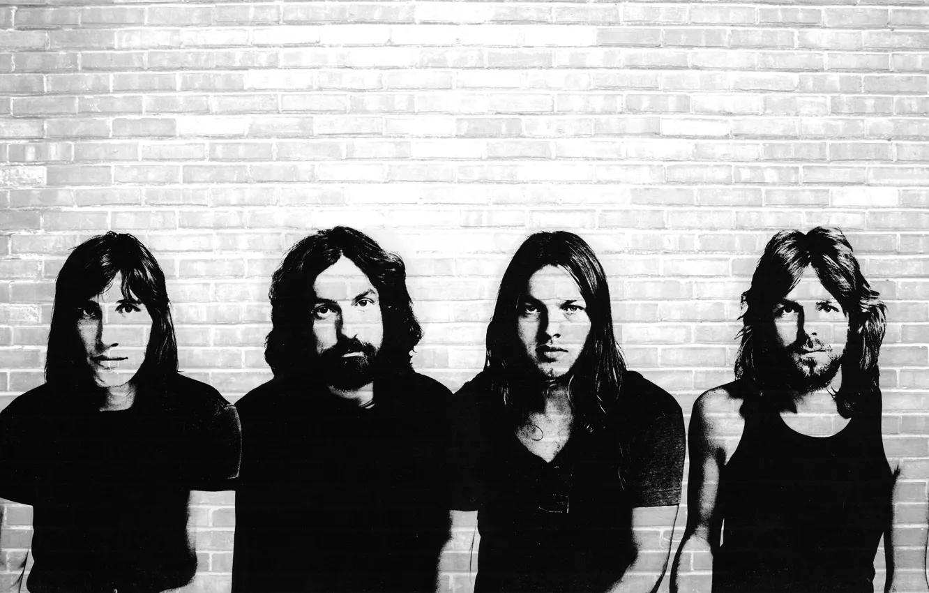 Фото обои стена, Pink Floyd, трафарет, культовая группа