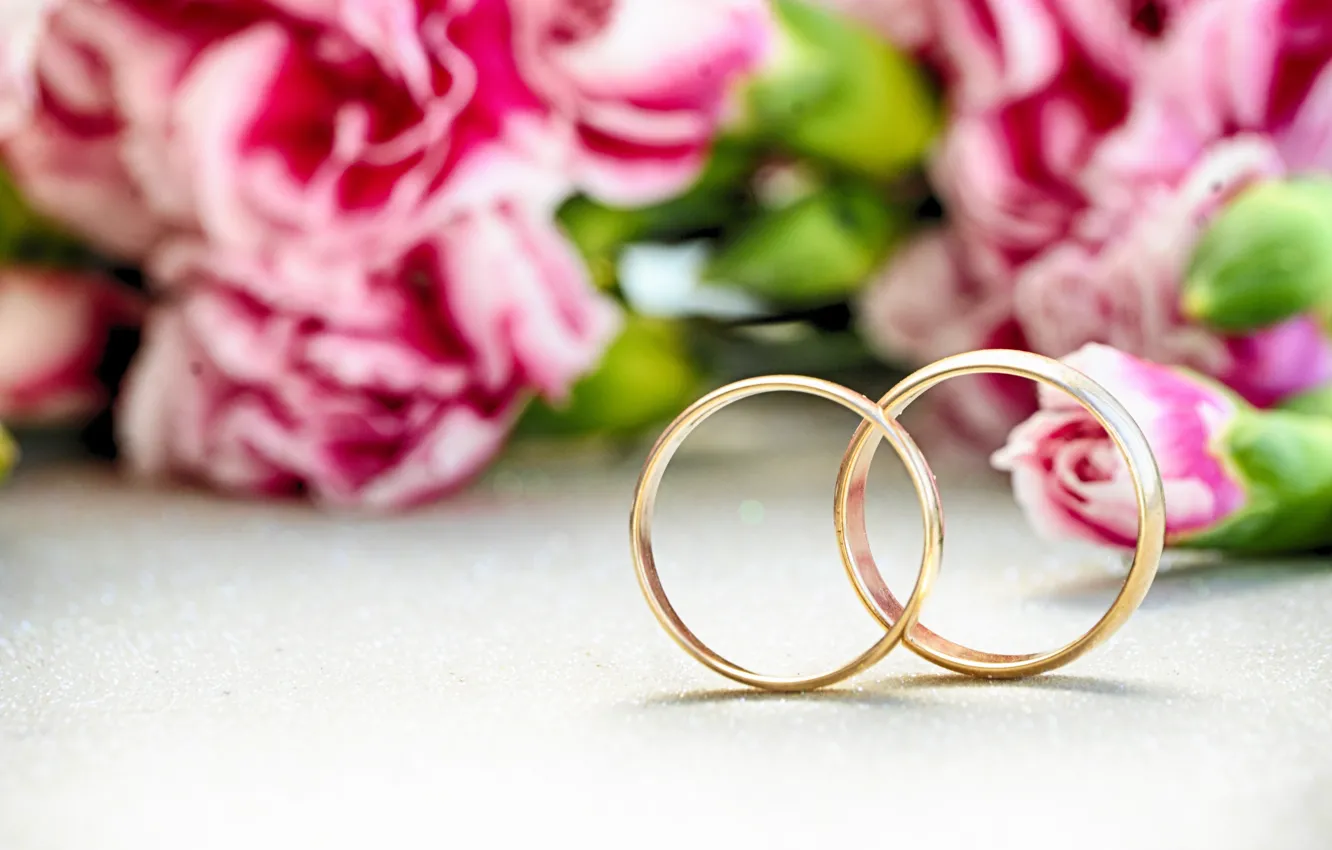 Фото обои букет, Обручальные кольца, свадьба