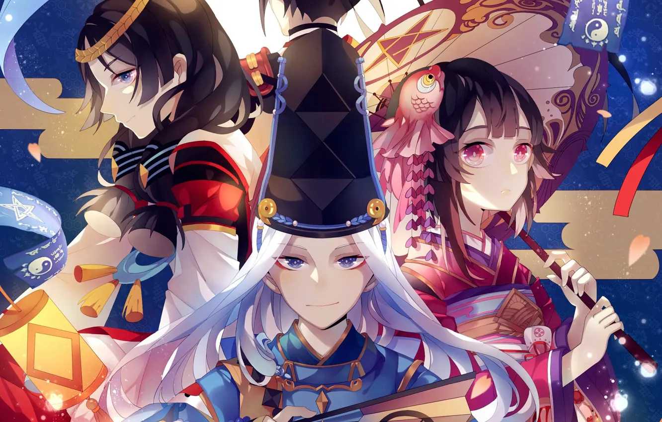 Фото обои Kagura, Onmyouji, Onmyoji, Abe no Seimei, Onmyouji (NetEase), Minamoto no Hiromasa, Yaobikuni