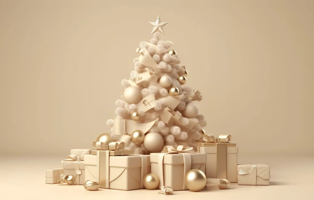 Фото обои шары, елка, Новый Год, Рождество, подарки, new year, happy, Christmas