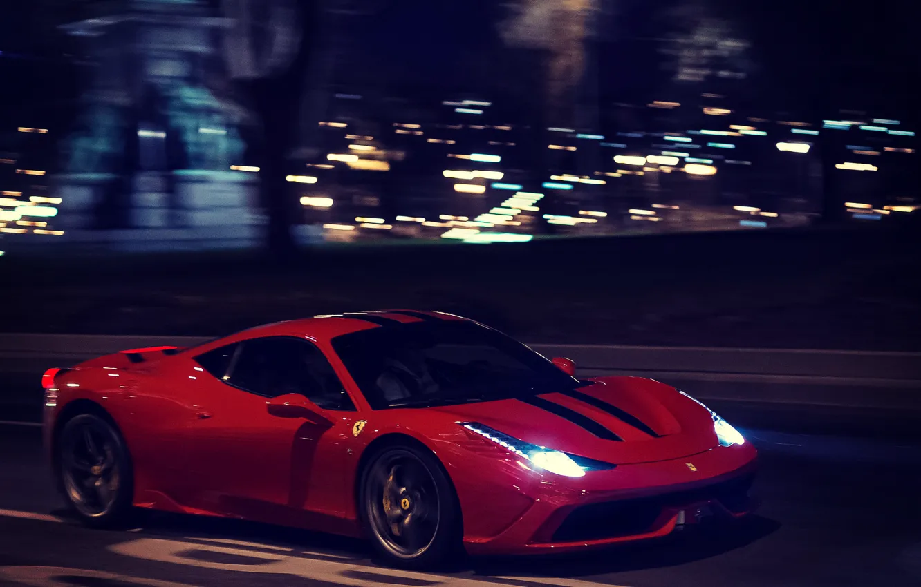 Фото обои Красная, Феррари, Италия, Ferrari, Red, 458, italia, Speciale