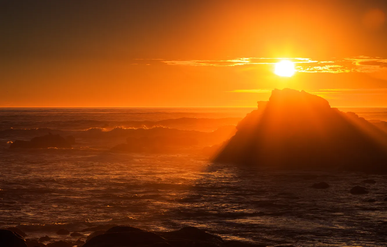 Фото обои пейзаж, закат, океан, скалы, Oregon, Cape Arago