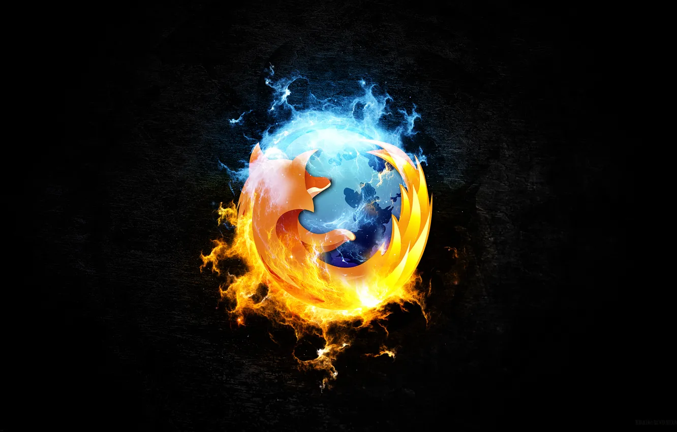 Фото обои Mozilla Firefox, огненный лис, Веб-браузер