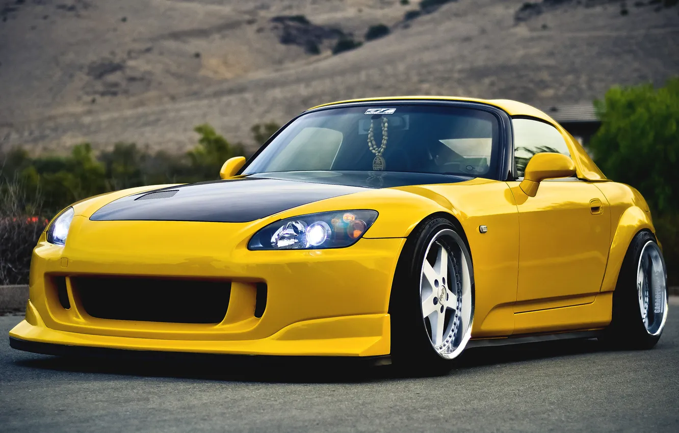 Фото обои желтый, тюнинг, Honda, 2000, хонда, yellow, tuning, s2000
