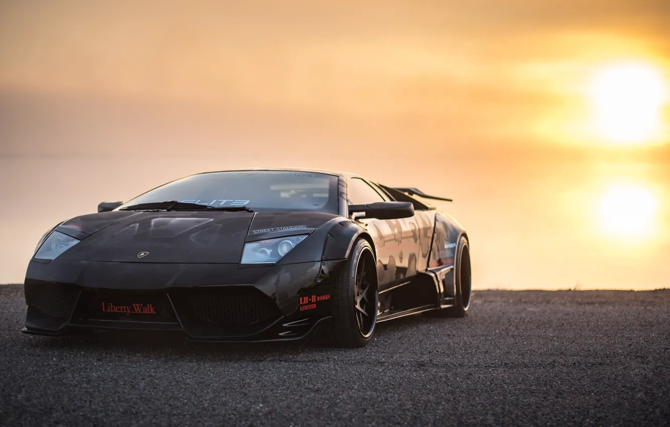 Фото обои Black, Sunset, Murcielago