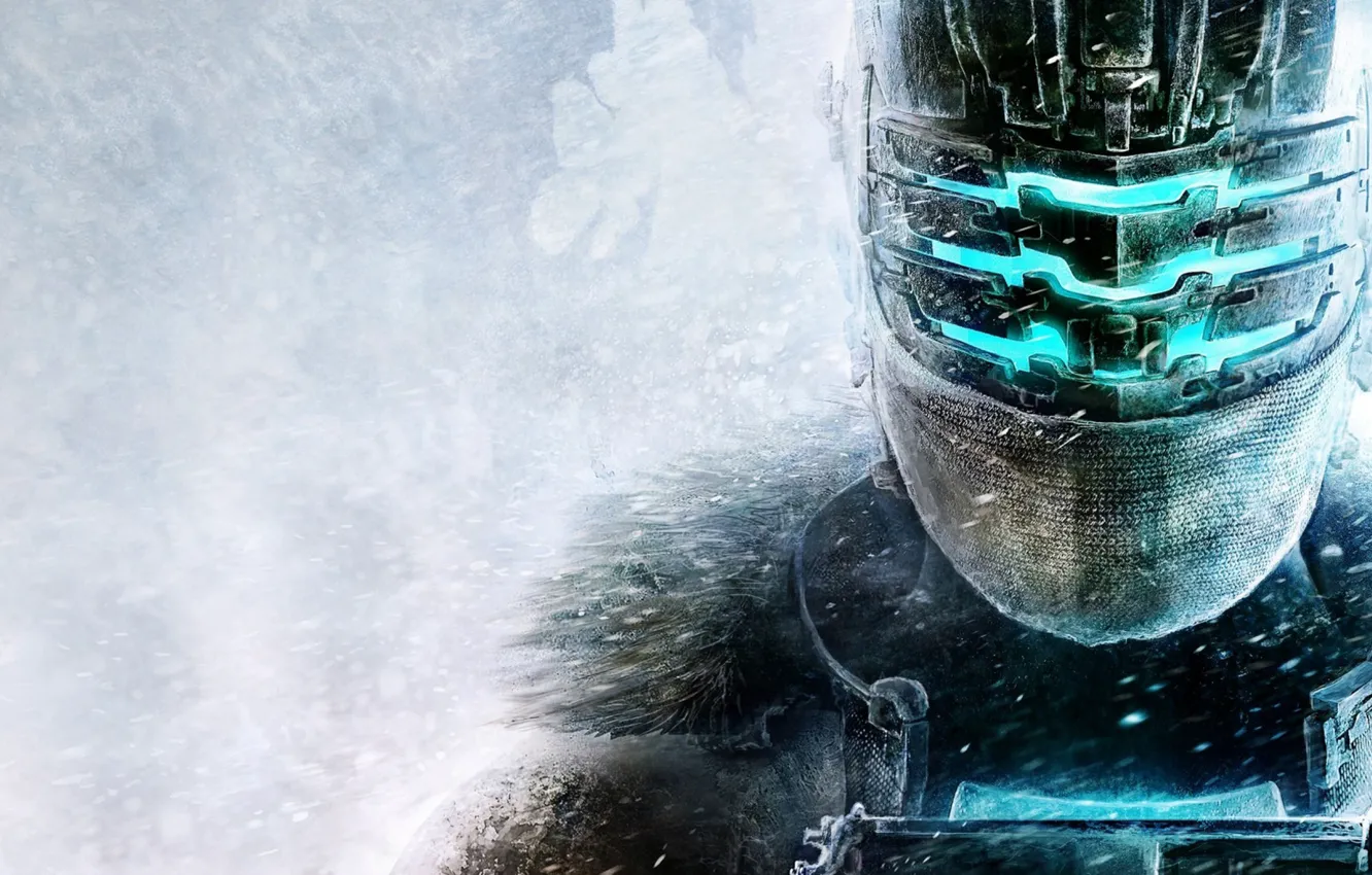 Фото обои снег, шлем, броня, Айзек Кларк, Electronic Arts, Dead Space 3, Isaac Clarke, Visceral Games