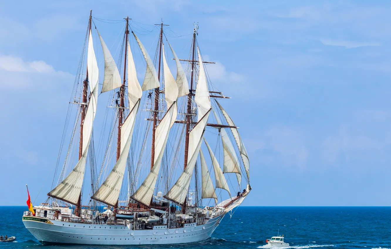 Фото обои море, парусник, катер, шхуна, Juan Sebastian de Elcano