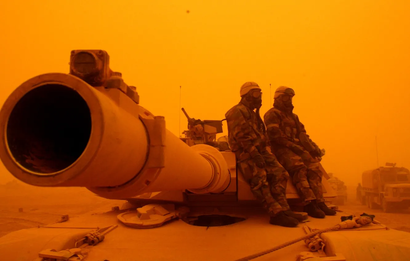 Фото обои Abrams, sandstorm, песчаная буря