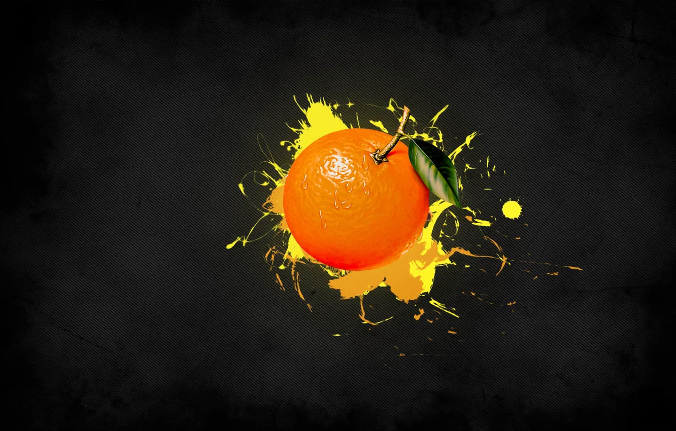 Фото обои желтый, полоска, краска, Апельсин, фрукты
