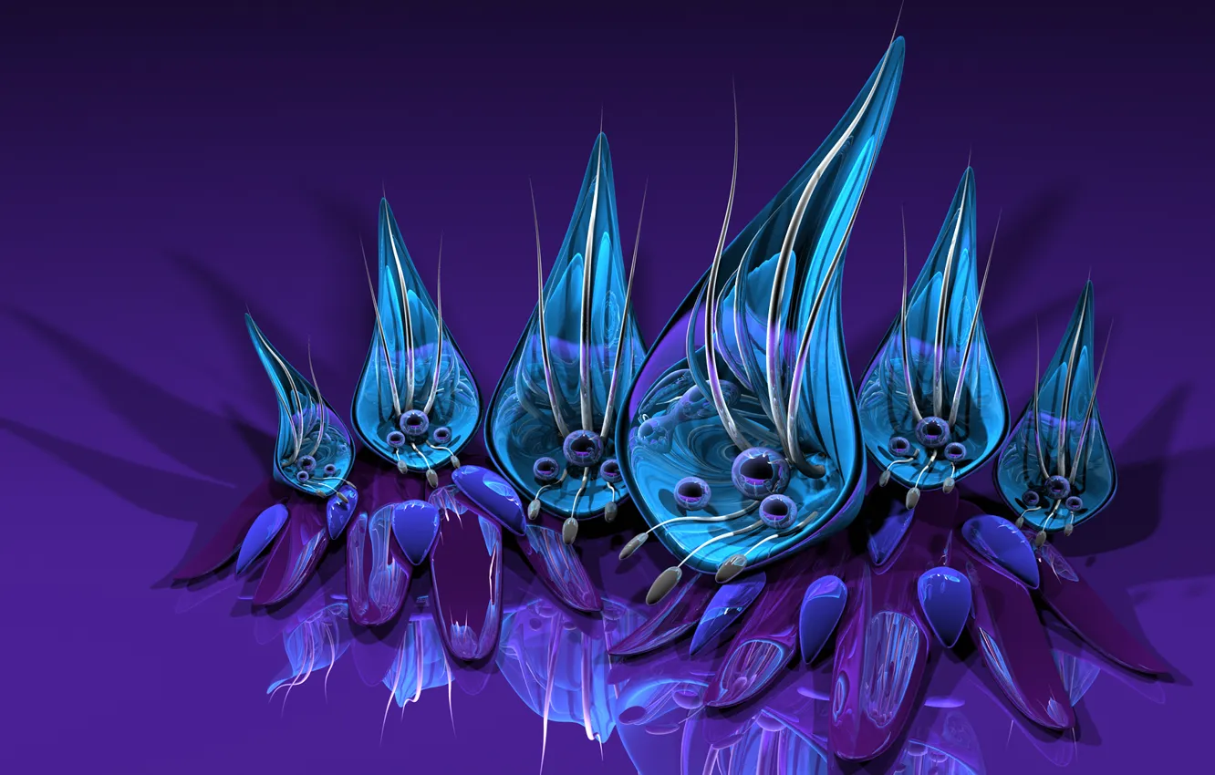 Фото обои космос, цветы, фантастика, лепестки, объем