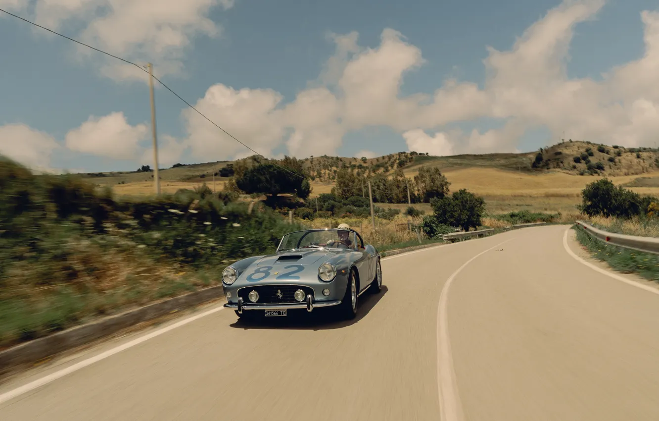 Фото обои 1960, Ferrari, road, sky, 250, sports car, Ferrari 250 GT California Passo Corto