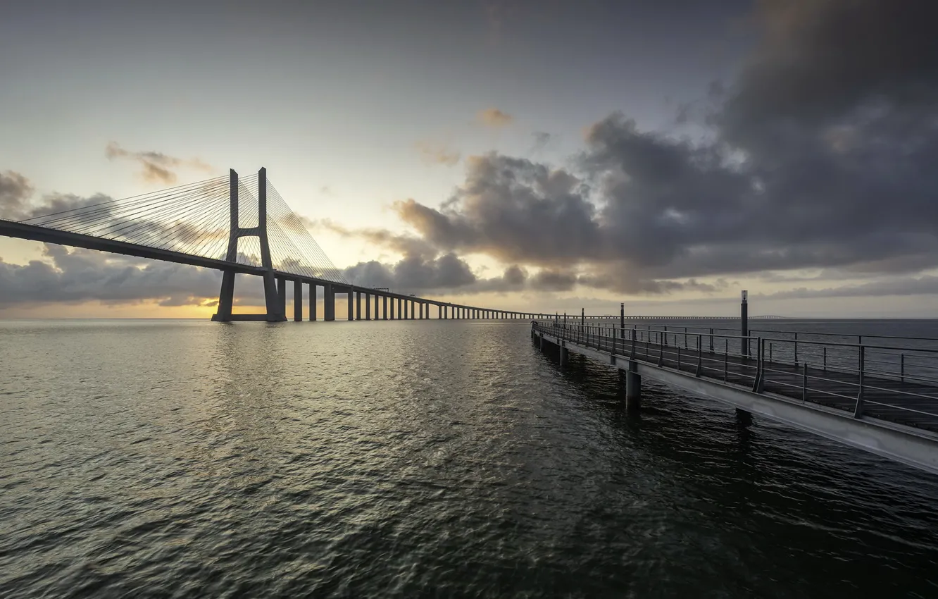 Фото обои Portugal, Lisbon, Tagus River, Vasco da Gama Bridge