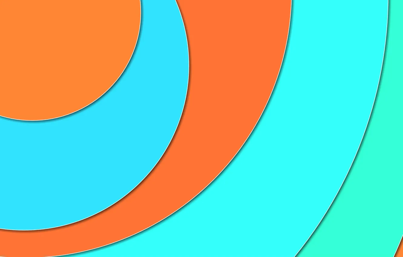 Фото обои круги, оранжевый, голубой, геометрия, design, material