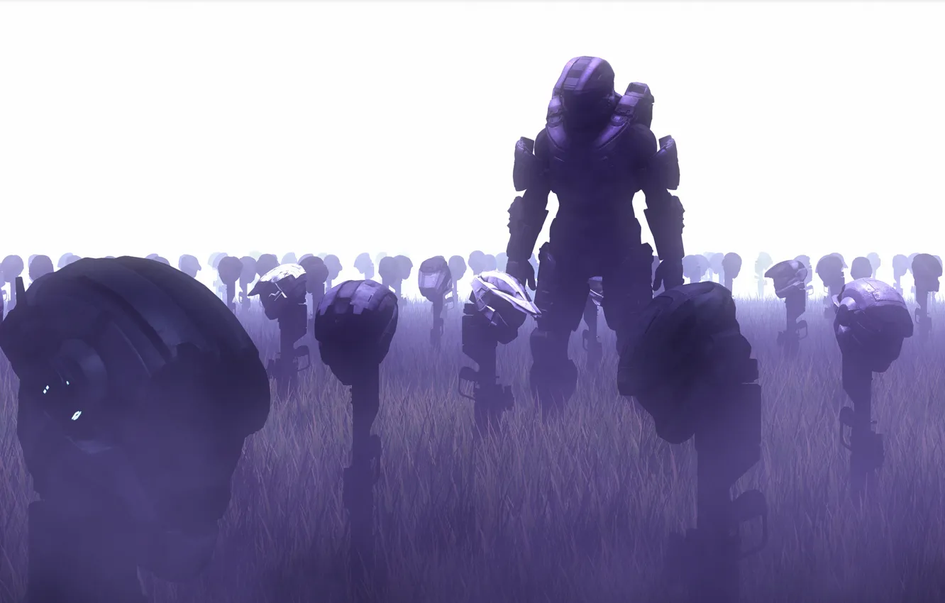 Фото обои кладбище, шлем, halo, spartan, master chief, John-117